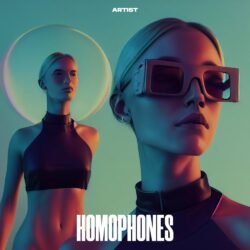 Homophones exclusive digital artwork for sale - for Synth-Pop, Electro Music - style Photographic, Futuristic Style - in Blue, Pink Color