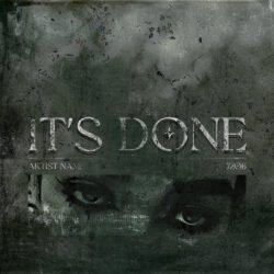 It's Done premade album cover art - for Aggrotech, Alternative Metal Music - style Dark Surrealism, Screen Printing - in Black, Grey Color