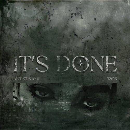It's Done premade album cover art - for Aggrotech, Alternative Metal Music - style Dark Surrealism, Screen Printing - in Black, Grey Color