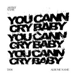 premade typography album cover art - for Alternative Rock, Dark Pop Music - style Acid Graphics, Brutalism - in Black, White Color
