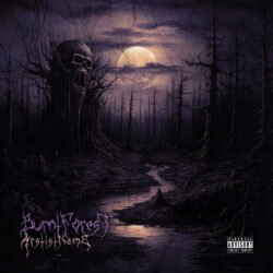 Burnt forest exclusive premade depressive suicidal black metal cover art - for Black Metal, Death Metal Music - style Dark Fantasy, Dark Surrealism - in Purple, Black Color