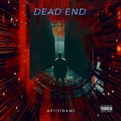 Dead End exclusive premade cover art digital artwork for sale - for Industrial, Dark Ambient Music - style Cyberpunk, Sci-Fi Style - in Red, Black Color