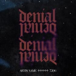 Denial exclusive premade typography cover artwork - for Alternative Metal, Dark Ambient Music - style Dark Surrealism, Gothic Art - in Black, Blue Color