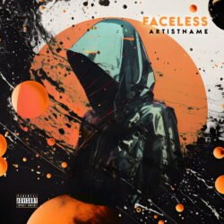 Faceless exclusive digital artwork for sale - for Electronic, Dark Electro Music - style Cyberpunk, Conceptual Art - in Orange, Blue Color