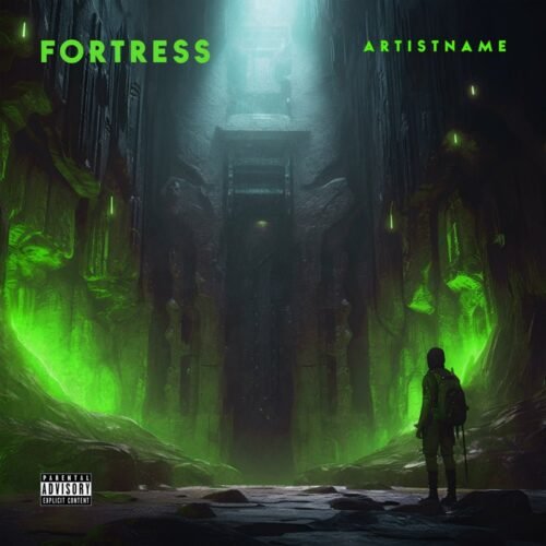 Fortress exclusive digital artwork for sale - for Ambient, Dark Ambient Music - style Cinematic Style, Dark Fantasy - in Green, Black Color