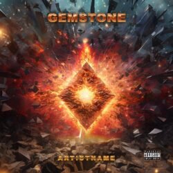 Gemstone exclusive premade power metal cover artwork for sale - for Alternative Metal, Death Metal Music - style Action Painting, Cinematic Style - in Red, Orange Color