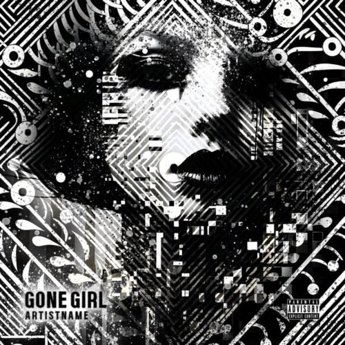 Gone Girl exclusive digital artwork for sale - for Alternative Hip-Hop, Dark Electro Music - style Acid Graphics, Collage - in Black, Grey Color