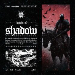 Knight of Shadow premade cover artwork - for Black Metal, Death Metal Music - style Dark Fantasy, Gothic Art - in Red, Black Color