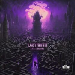 Labyrinth exclusive mysterious cover artwork for sale - for Dark Synth, Phonk Music - style Dark Fantasy, Conceptual Art - in Purple, Pink Color