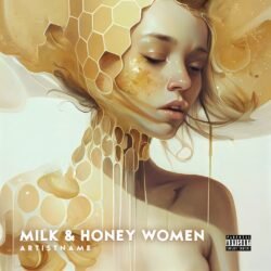 Milk and Honey Women premade pop album cover art work - for Indie Pop, Dream Pop Music - style Oil Painting, Surrealist - in Yellow, Cream Color