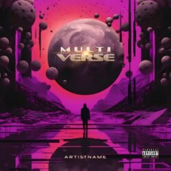 Multi-verse premade cover art artwork for sale - for Electronic, Synth-Pop Music - style Cyberpunk, Futuristic Style - in Pink, Purple Color