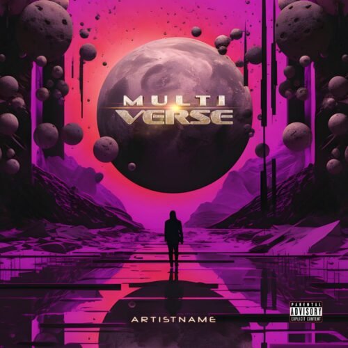 Multi-verse premade cover art artwork for sale - for Electronic, Synth-Pop Music - style Cyberpunk, Futuristic Style - in Pink, Purple Color