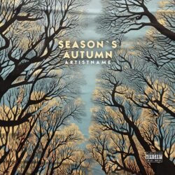 Seasons Autumn premade cover artwork for sale - for Folk, Indie Folk Music - style Illustrated, Impressionism - in Blue, Brown Color