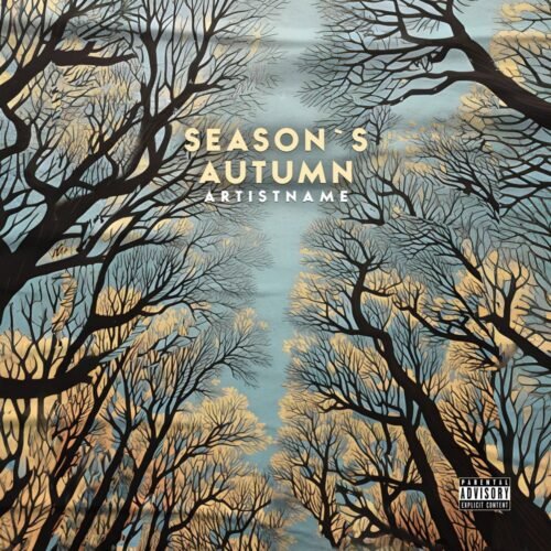 Seasons Autumn premade cover artwork for sale - for Folk, Indie Folk Music - style Illustrated, Impressionism - in Blue, Brown Color