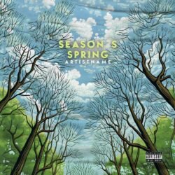 Seasons Spring premade cover artwork for sale - for Indie, Folk Music - style Illustrated, Modern Art - in Blue, Green Color