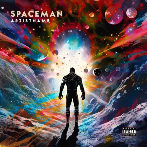 Spaceman exclusive psychedelic cover artwork for sale - for Electronic, Ambient Music - style Sci-Fi Style, Illustrated - in Red, Blue Color