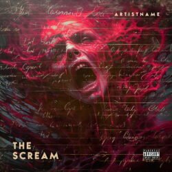 The Scream exclusive premade metal album cover artwork - for Alternative Metal, Dark Pop Music - style Expressionism, Dark Surrealism - in Red, Black Color