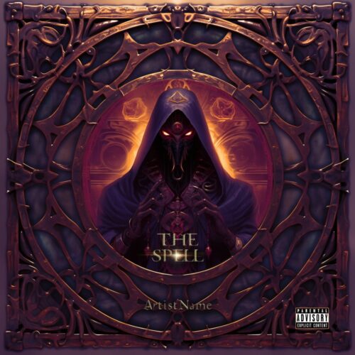 The Spell - Premade Album Cover Art - Sci-Fi, Cyberpunk, Futuristic Style - in Black & Pink - for Synthwave, Cyberpunk, Electronic Music - (Gloomy, Eerie Vibe)