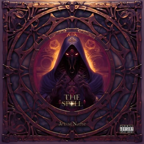 The Spell exclusive premade album cover artwork for sale - for Black Metal, Dark Ambient Music - style Dark Fantasy, Gothic Art - in Purple, Orange Color