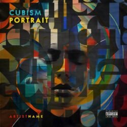 Cubism Portrait Premade Cubism Album Cover Art - For Art Pop, Art Rock Music - Style Cubism, Abstract - In Blue, Yellow Color