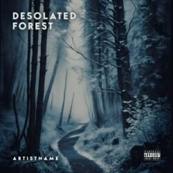 Desolated Forest exclusive premade book cover artwork for sale - for Black Metal, Dark Ambient Music - style Photographic, Dark Fantasy - in Blue, Grey Color