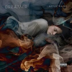 Dreamer premade rock album cover art - for Ambient, Chillout Music - style Abstract, Cinematic Style - in Blue, Brown Color