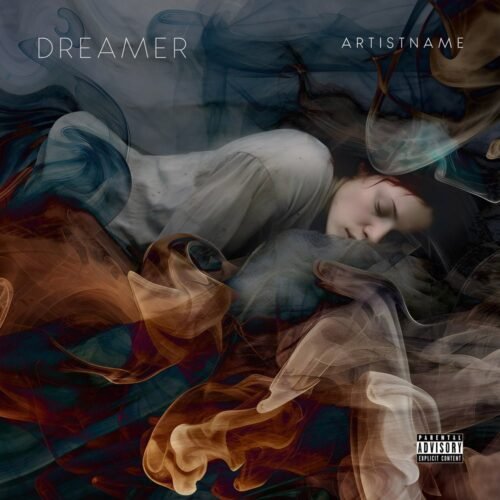 Dreamer premade rock album cover art - for Ambient, Chillout Music - style Abstract, Cinematic Style - in Blue, Brown Color