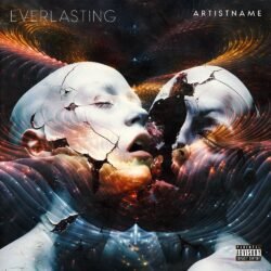 Everlasting premade industrial metal album cover art - for Alternative Rock, Ambient Music - style Surrealist, Conceptual Art - in Orange, Blue Color