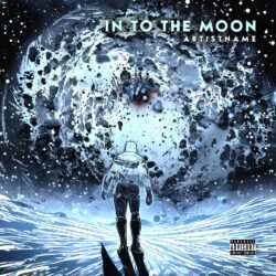 Into the Moon premade album cover art - for Electronic, Ambient Music - style Cinematic Style, Sci-Fi Style - in Blue, Black Color