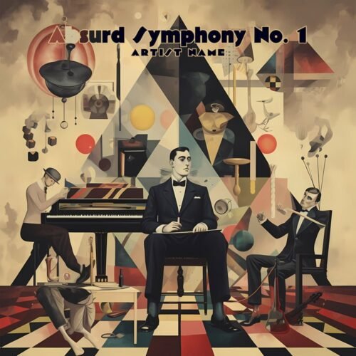Absurd Symphony No. 1 premade dada album cover art design - for Avant-Garde, Chamber Music Music - style Abstract, Art Deco - in Red, Yellow Color
