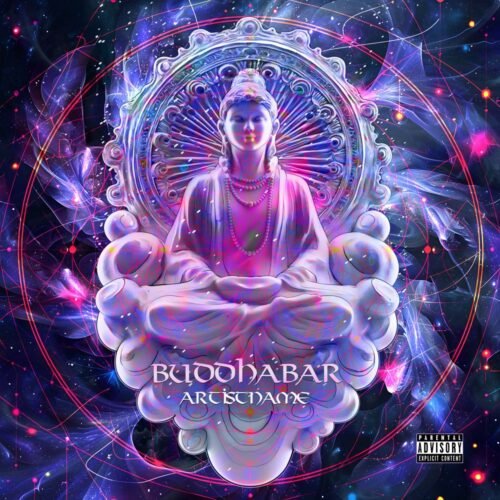 premade goa trance album cover art design - for Chillout, Ambient Music - style Sci-Fi Style, Psychedelic Art - in Blue, Purple Color