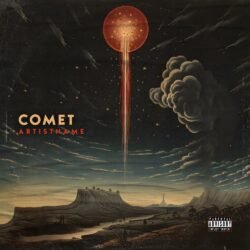 Comet premade country album cover art design - for Alternative Rock, Indie Rock Music - style Illustrated, Surrealist - in Red, Brown Color