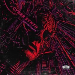 Cyber Synth premade horror synthwave album cover art design - for Dark Synth, Industrial Music - style Cyberpunk, Dark Surrealism - in Red, Pink Color
