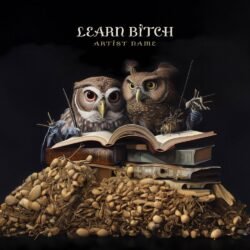 premade owl album cover art design - for Alternative Hip-Hop, Ambient Music - style Conceptual Art, Dark Fantasy - in Black, Brown Color