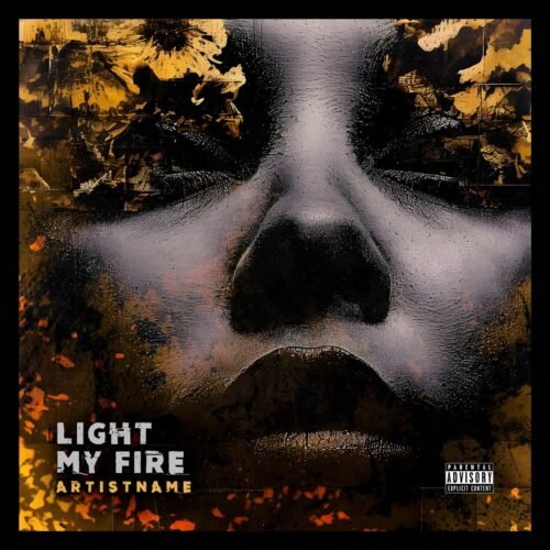Light My Firre premade soul album cover art design - for Alternative Hip-Hop, Dark Pop Music - style Abstract, Collage - in Black, Yellow Color