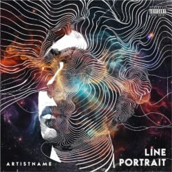 Line Portrait premade indie album cover art design - for Ambient, Electronic Music - style Line Art, Surrealist - in Black, Blue Color