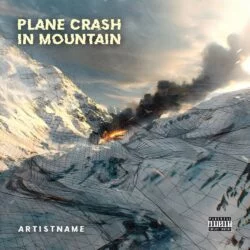 Plane Crash In Mountain Premade Science Fiction Album Cover Art