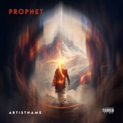 Prophet premade album cover art - for Ambient, Dark Ambient Music - style Cinematic Style, Dark Fantasy - in Red, Orange Color