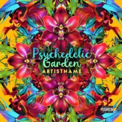 Psychedelic Garden premade psychedelic funk album cover art - for Psychedelic Rock, Psychedelic Pop Music - style Psychedelic Art, Maximalist - in Red, Yellow Color