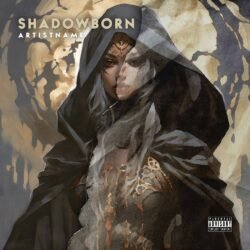 Shadowborn premade symphonic metal album cover art design - for Dark Synth, Gothic Metal Music - style Dark Fantasy, Illustrated - in Black, Grey Color