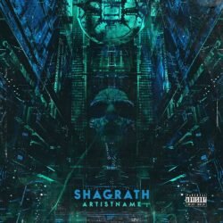 Shagrath dimmu borgir premade symphonic black metal album cover art design - for Black Metal, Death Metal Music - style Cyberpunk, Dark Surrealism - in Blue, Green Color
