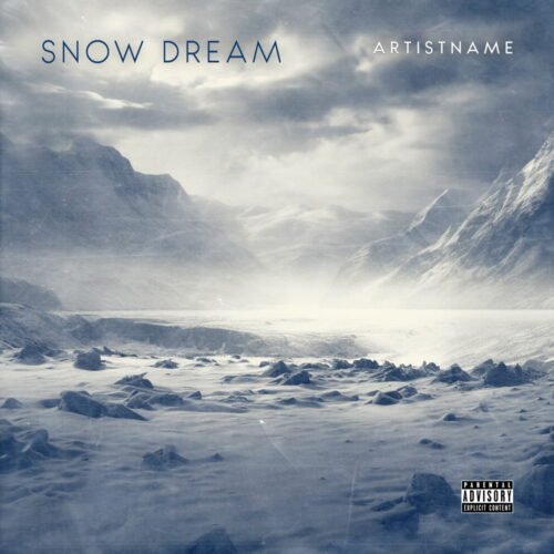 Snow Dream premade ambient album cover art design - for Ambient, Classical Music - style Cinematic Style, Photographic - in Blue, Grey Color
