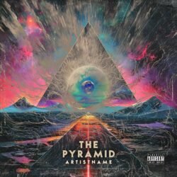 The Pyramid exclusive premade electronic album cover art design - for Electronic, Ambient Music - style Conceptual Art, Surrealist - in Blue, Pink Color