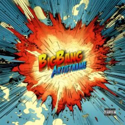 Big Bang premade comic pop art album cover design - for Hip-Hop, Pop Music - style Pop Art, Illustrated - in Red, Orange Color