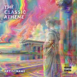 Classical Athens premade glitch album cover art design - for Classical, Synth-Pop Music - style Glitch Art, Psychedelic Art - in Pink, Yellow Color