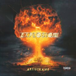 Explosion premade album cover art design - for Alternative Metal, Alternative Rock Music - style Action Painting, Cinematic Style - in Red, Orange Color