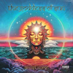 Goddess of Sun pre-made psychedelia album cover art design - for Ambient, Chillout Music - style Conceptual Art, Psychedelic Art - in Red, Orange Color