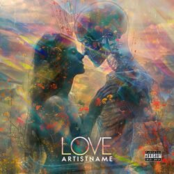 Love premade surreal album cover art design - for Alternative Rock, Indie Pop Music - style Surrealist, Double Exposure - in Blue, Orange Color