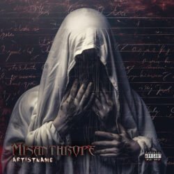 Misanthrope premade symphonic death metal album cover art design - for Alternative Metal, Black Metal Music - style Cinematic Style, Dark Fantasy - in Red, Black Color