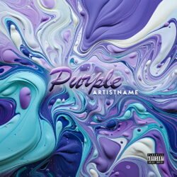 Purple premade abstract liquid album cover art design - for Ambient, Electronic Music - style Abstract, Conceptual Art - in Blue, Purple Color